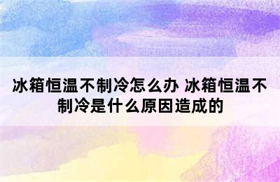 冰箱恒温不制冷怎么办 冰箱恒温不制冷是什么原因造成的